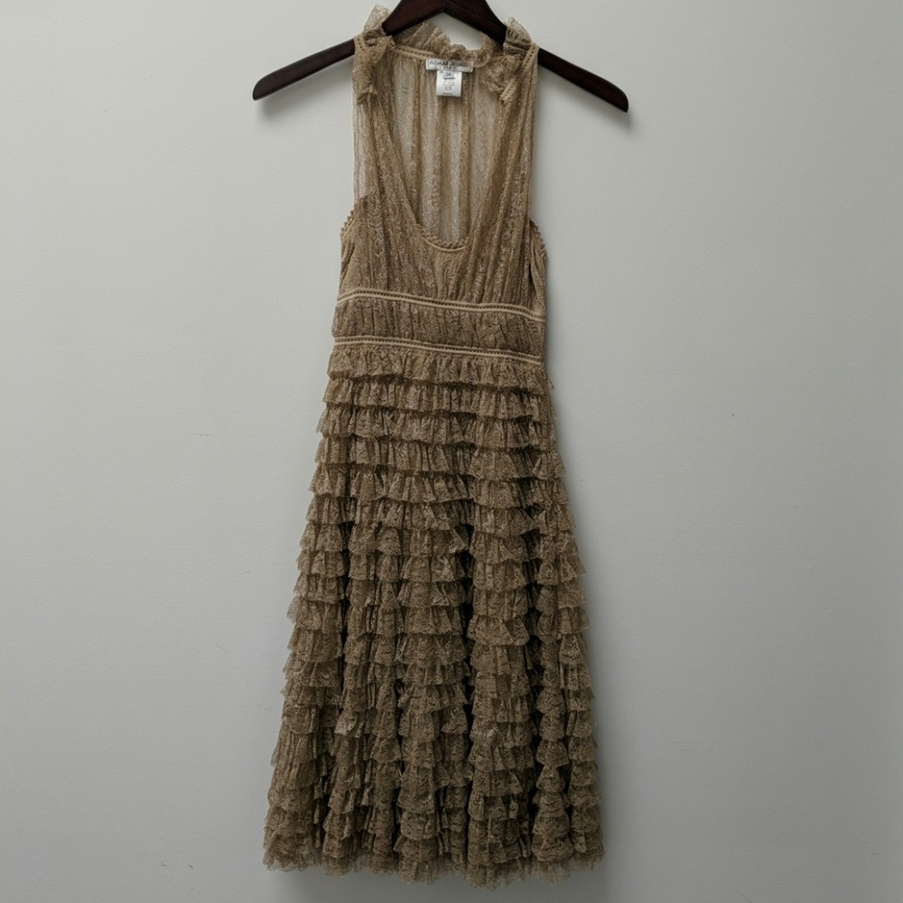 Gold lace midi dress